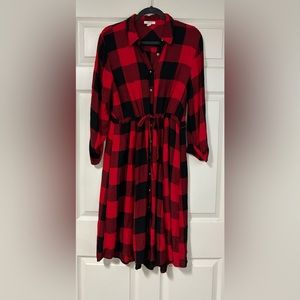 Buffalo plaid shirt dress